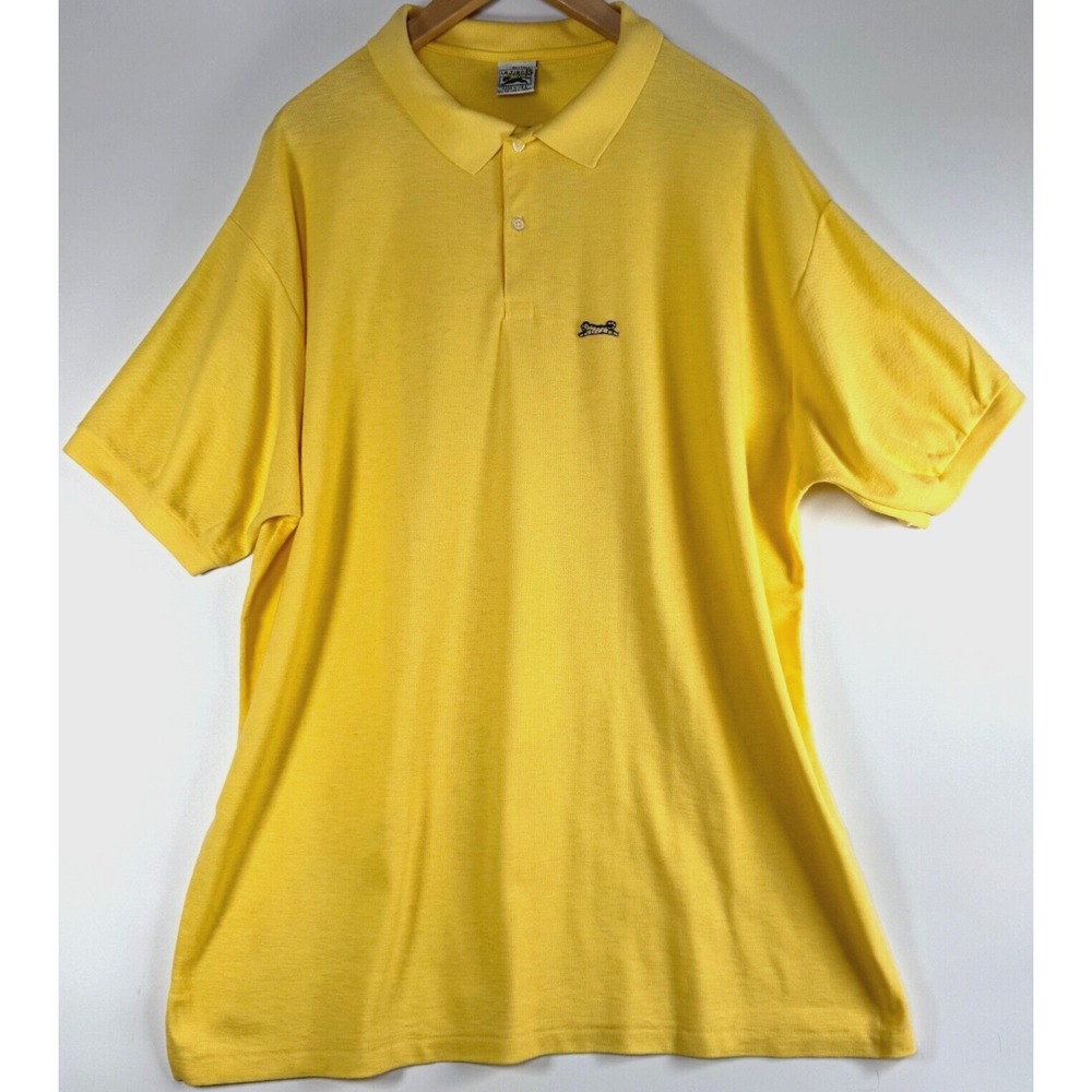 Vintage Le Tigre Polo Shirt Mens 3X Tall Yellow Made in USA Cotton Blend Preppy